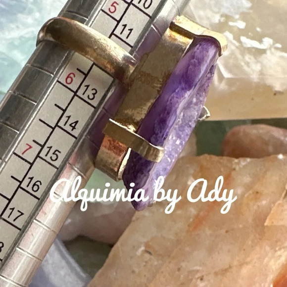 Raw Purple Jade Victorian ring in silver setting /maximalist/drusy/pinky ring - Picture 2 of 9